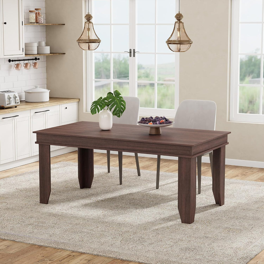 GarveeHome Farmhouse Dining Table for 4-6 People, 63 in Long Kitchen Tables w...