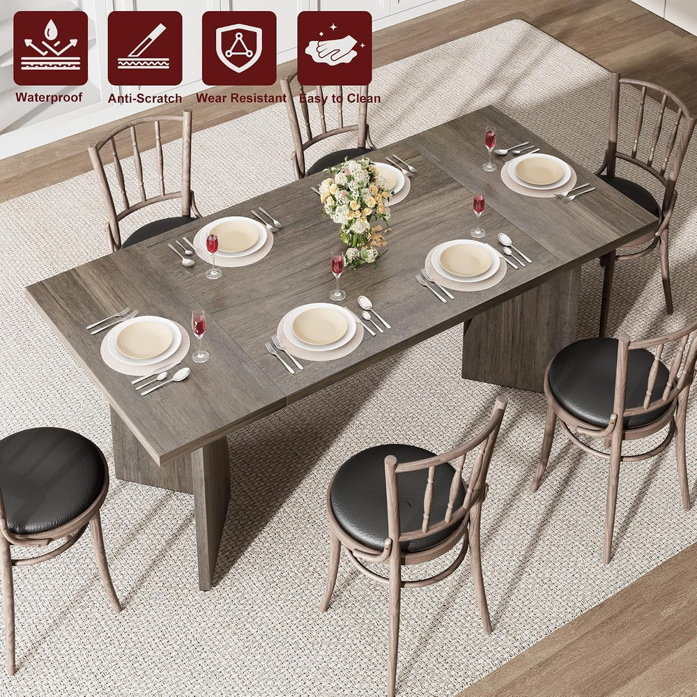 GarveeHome 70.9'' Rectangular Dining Table for 6-8, Wooden Thickened ...
