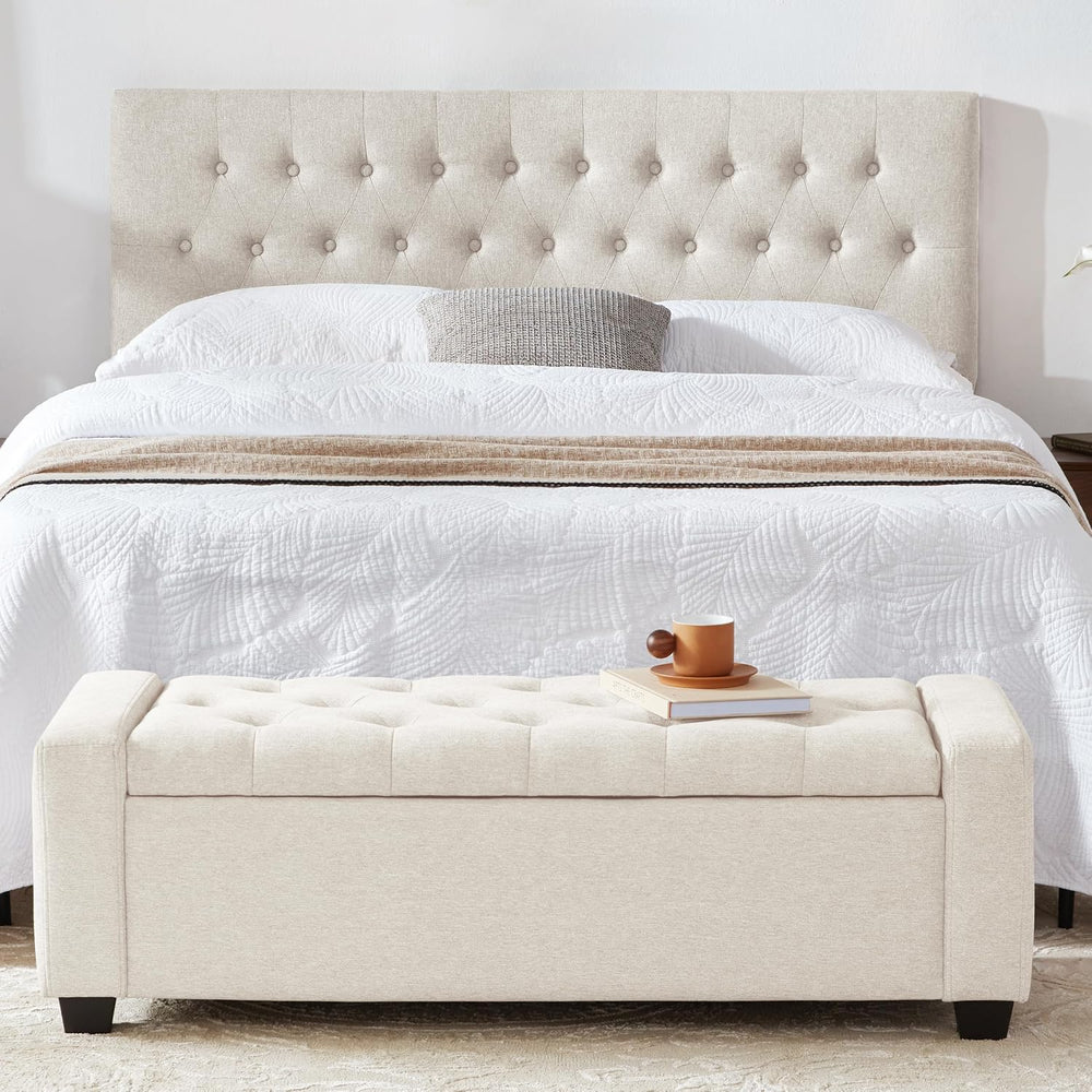 Huatean Home 48" Ottoman with Storage, Beige Storage Ottoman Bench | Uph...