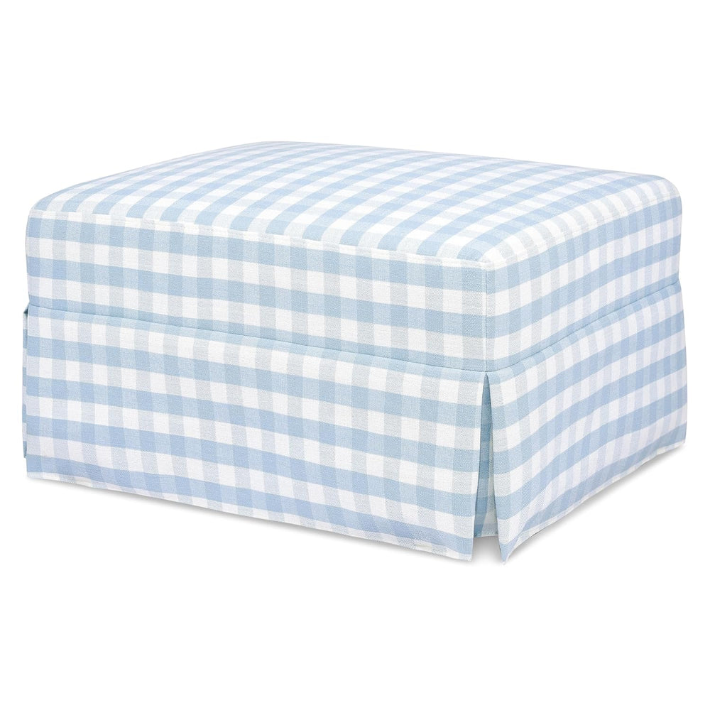 Namesake Crawford Gliding Ottoman in Blue Gingham, Greenguard Gold & Cert...