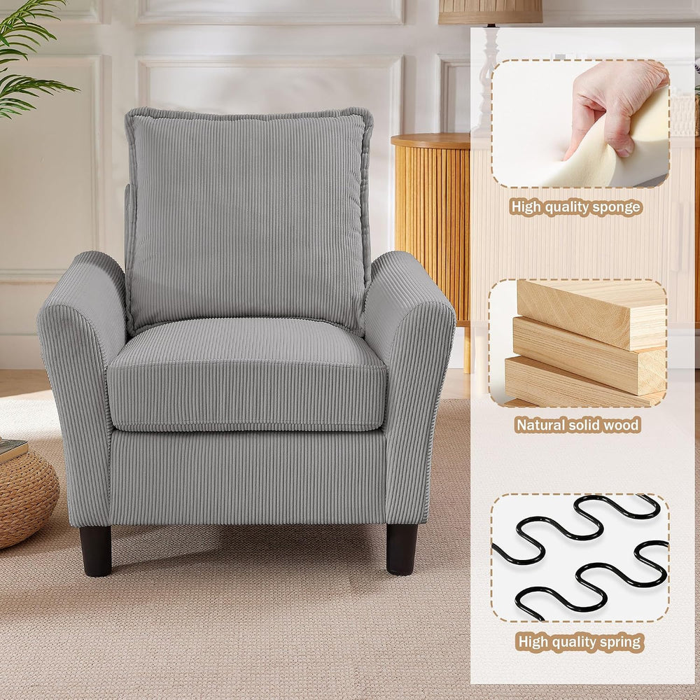3 Pieces Corduroy Sofa Set for Living Room with Sofa, Storage Ottoman and Sin...