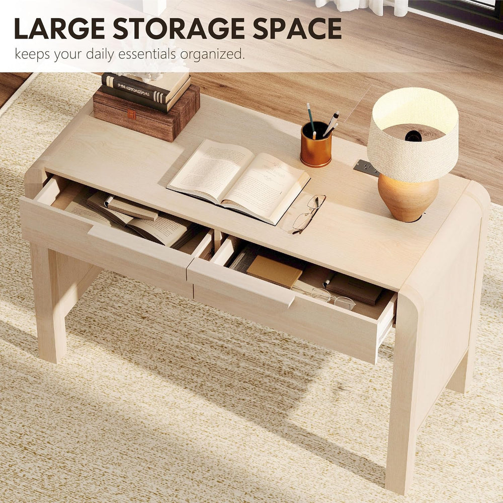WAMPAT 47.2" Home Office Computer Desk with Drawers, Mid Century Modern ...