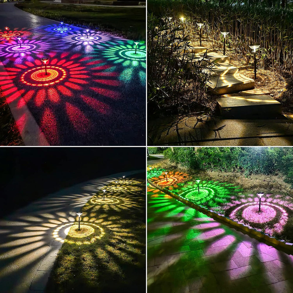 Bright Solar Pathway Lights 6 Pack,Color Changing+Warm White LED Solar Lights...