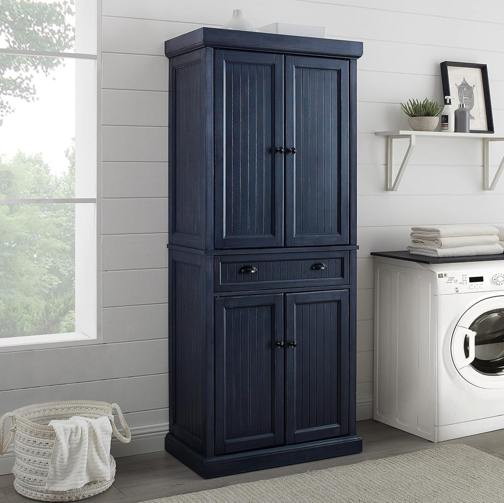 Crosley Furniture Seaside Coastal Pantry Storage Cabinet with Shelves, Kitche...