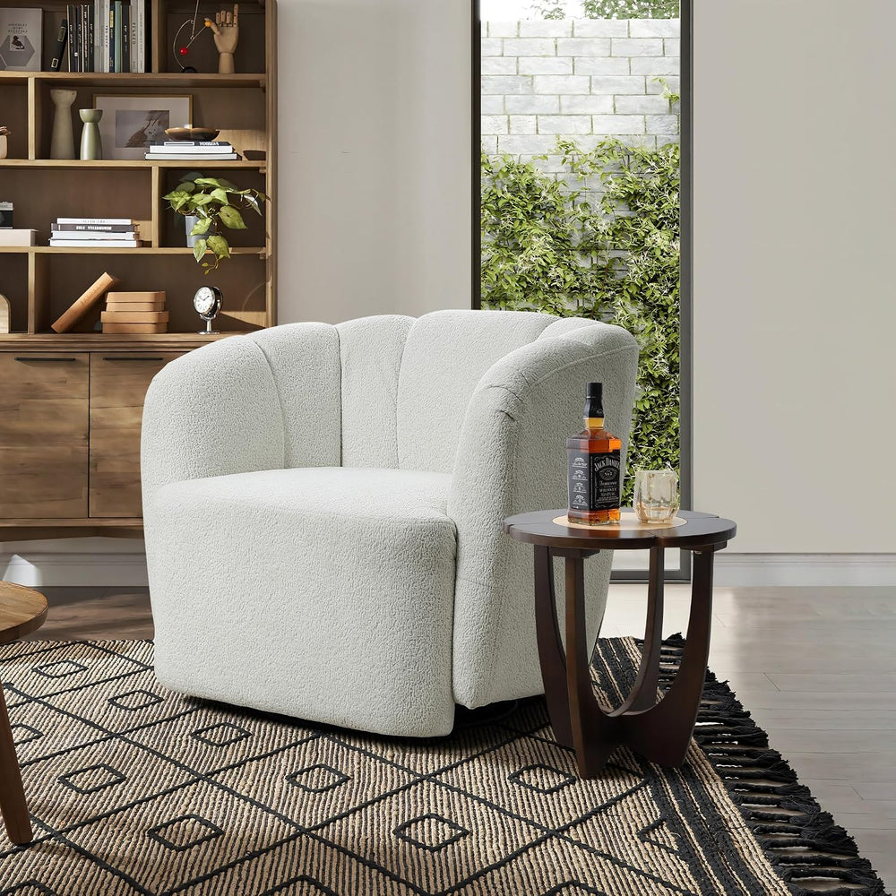 LuxenHome 18" Round Side Table, Mid-Century Modern Wood End Table with C...