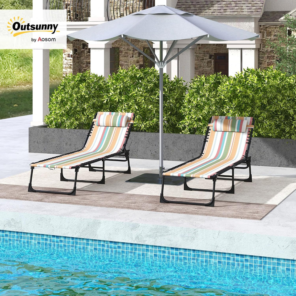 Outsunny Folding Chaise Lounge Chair Set of 2, Patio Sun Tanning Chair, Outdo...