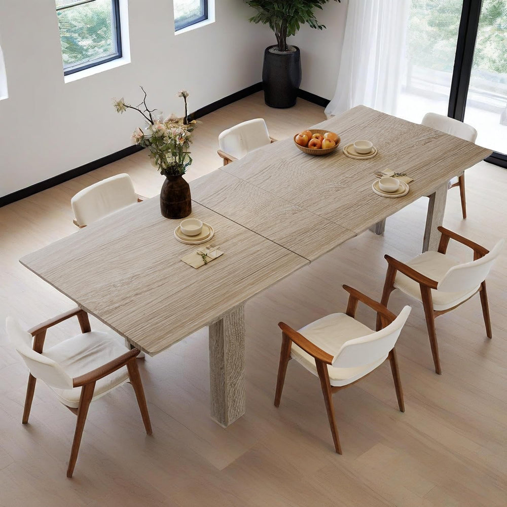 Extendable Dining Table for 6-10 Person, 55" to 86" Modern Dining R...