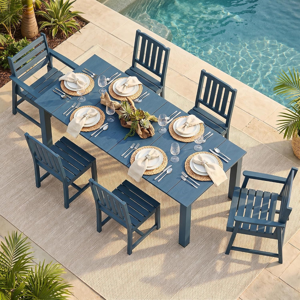 LOUNZY 7 Piece Patio Dining Set for 6, Outdoor Table and Chairs,Navy