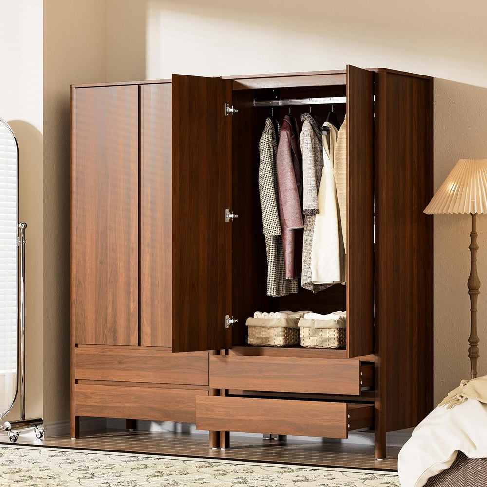 Furniway Armoire Wardrobe Closet, 70.9" Tall Wardrobe Cabinet with 2 Doo...