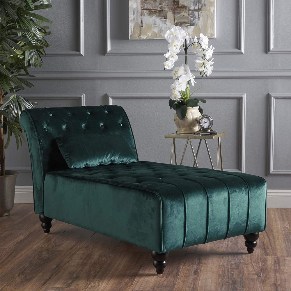 Christopher Knight Home Rafaela Modern Glam Tufted Velvet Chaise Lounge with ...