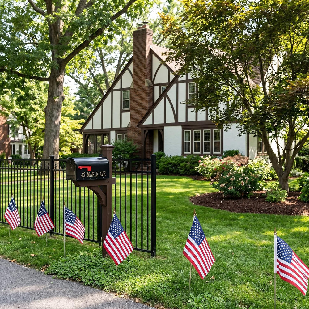 8x12 inch Small American Flags on Stick 12 Pcs for Yard Garden, Mini Hand Hel...