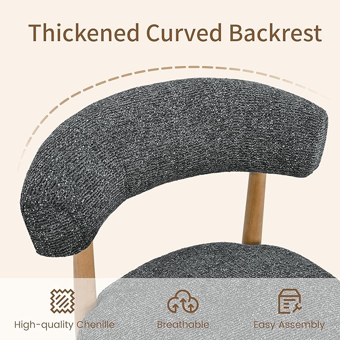 VKNOW Wooden Dining Chairs Set of 4, Modern Upholstered Dining Room Chairs wi...