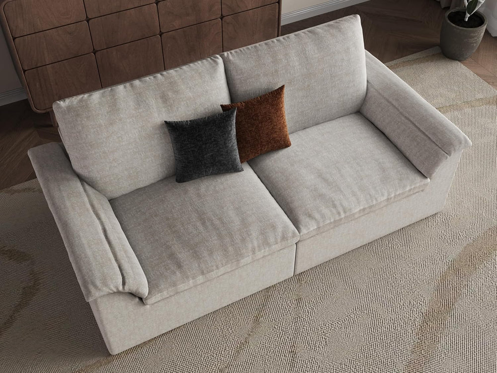 EASE MOOSE Couches for Living Room, Modular Loveseat Sofa, Beige | No Assembl...
