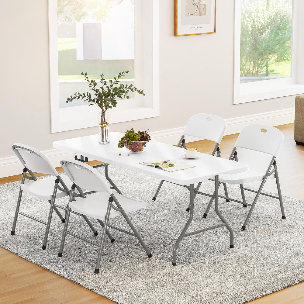 Fenbeli Upgraded 18% Thickened Folding Table 6ft Made of HDPE Plastic | Heavy...