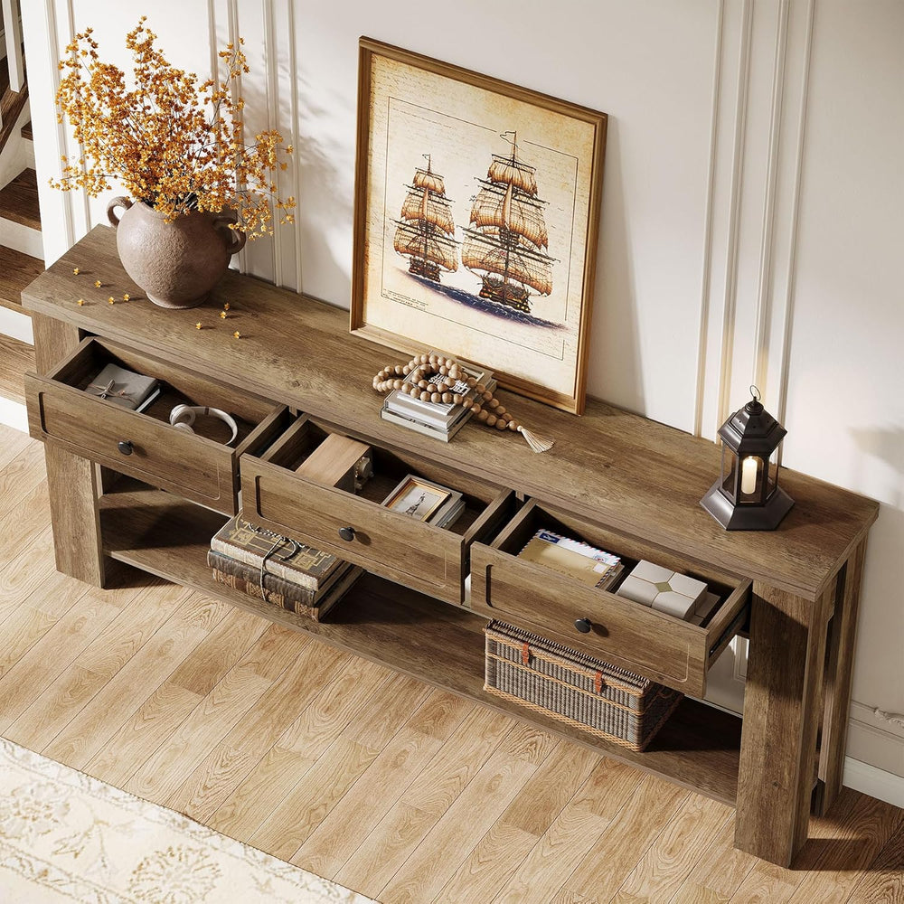 Tribesigns 70.9-Inch Long Console Table with 3 Drawers, Farmhouse Entryway Ta...