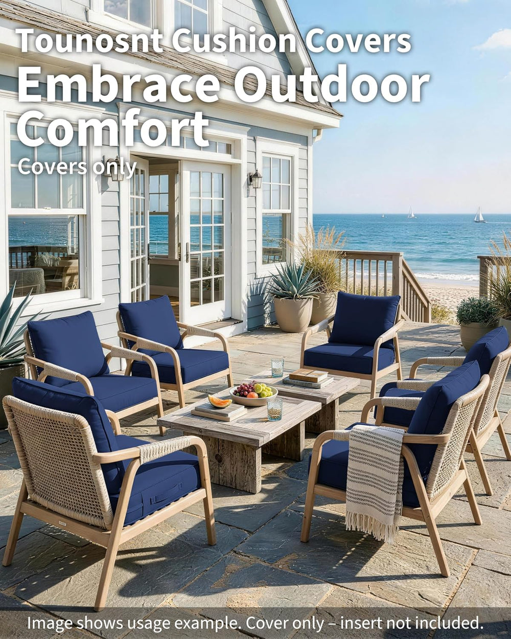 Thick Outdoor Back&Seat Cushion Covers 22×24×4in 12Pcs for Patio Furnitur...