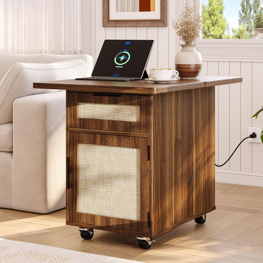 iPormis End Table with Charging Station, 15.7''-31.5'' Narrow...