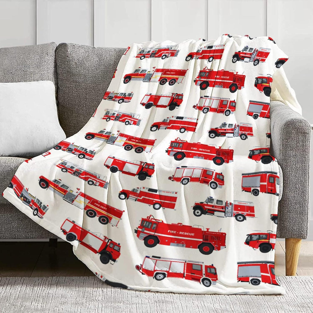 Fire Truck Blanket Gifts for Truck Lover 40 x 50 Inch for Kid,Red Truck Fanne...