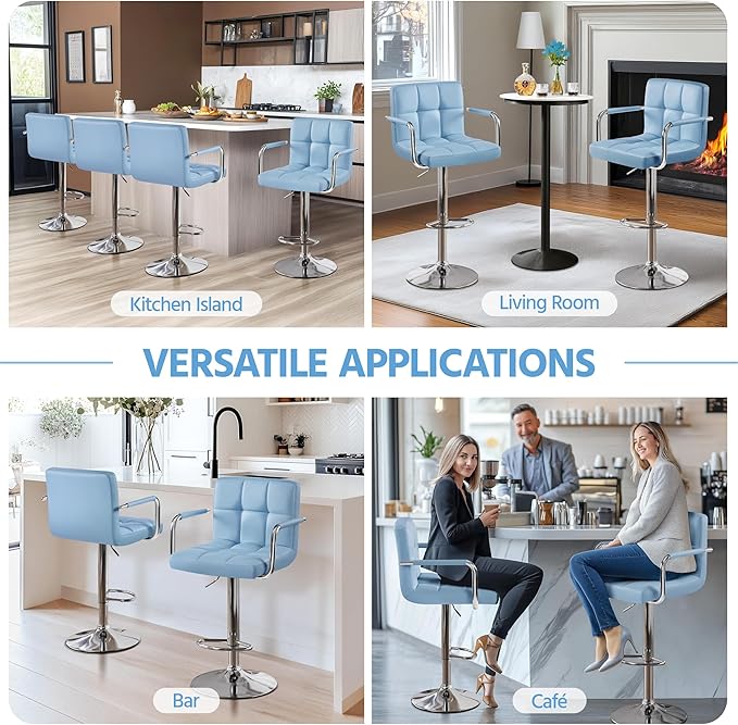 Yaheetech Bar Stools Set of 2, PU Leather Adjustable Swivel Barstools, Hydrau...