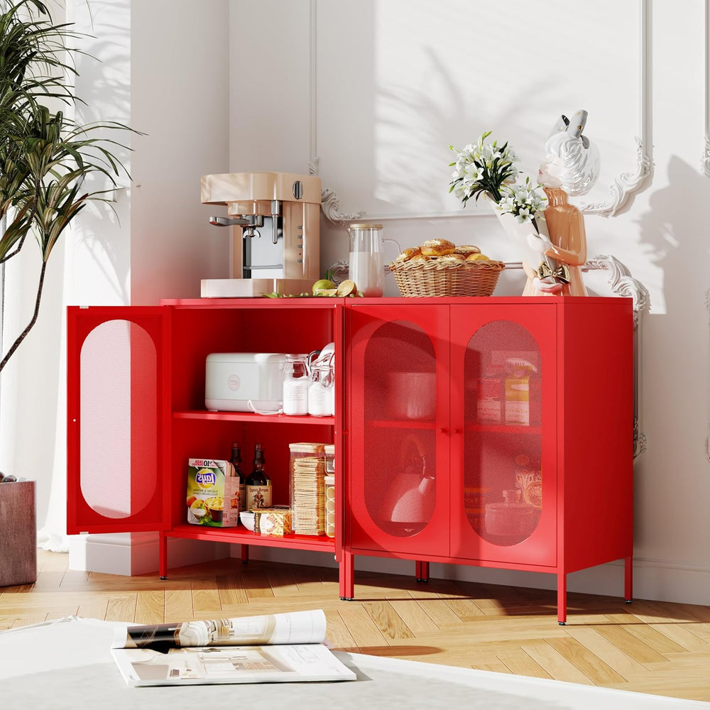 2 Door Accent Cabinet,Metal Storage Cabinet with Adjustable Shelf,Buffet Side...