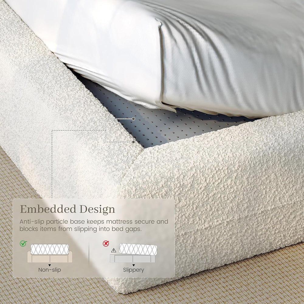 Homkdom Cloud Bed Frame Queen Size with 5.1" Headboard for Minimalist Room