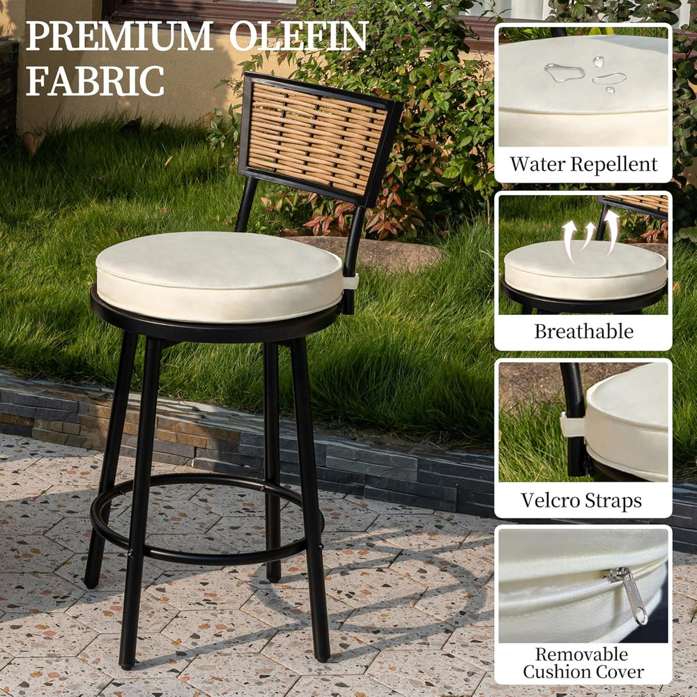PIZZELLO Patio Swivel Bar Stools Set of 4, Outdoor Bar Height Chairs, Swivel ...