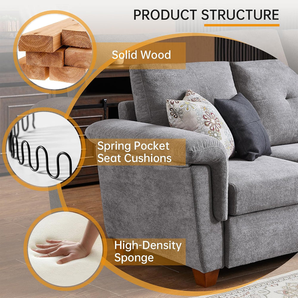 108'' Convertible Sectional Sofa with Storage, 4 Seat L Shaped Couch ...