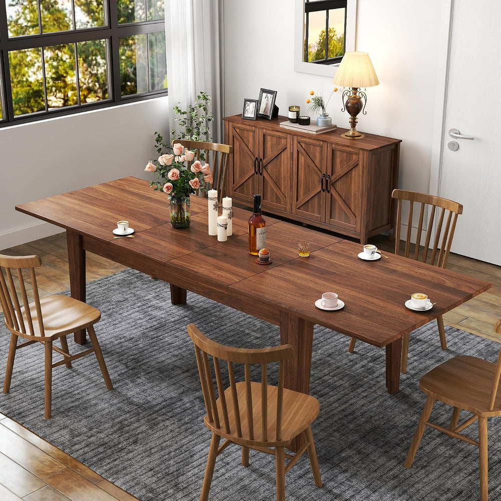 70-106" Expandable Dining Table, Wood Extendable Room Table, Long Kitche...