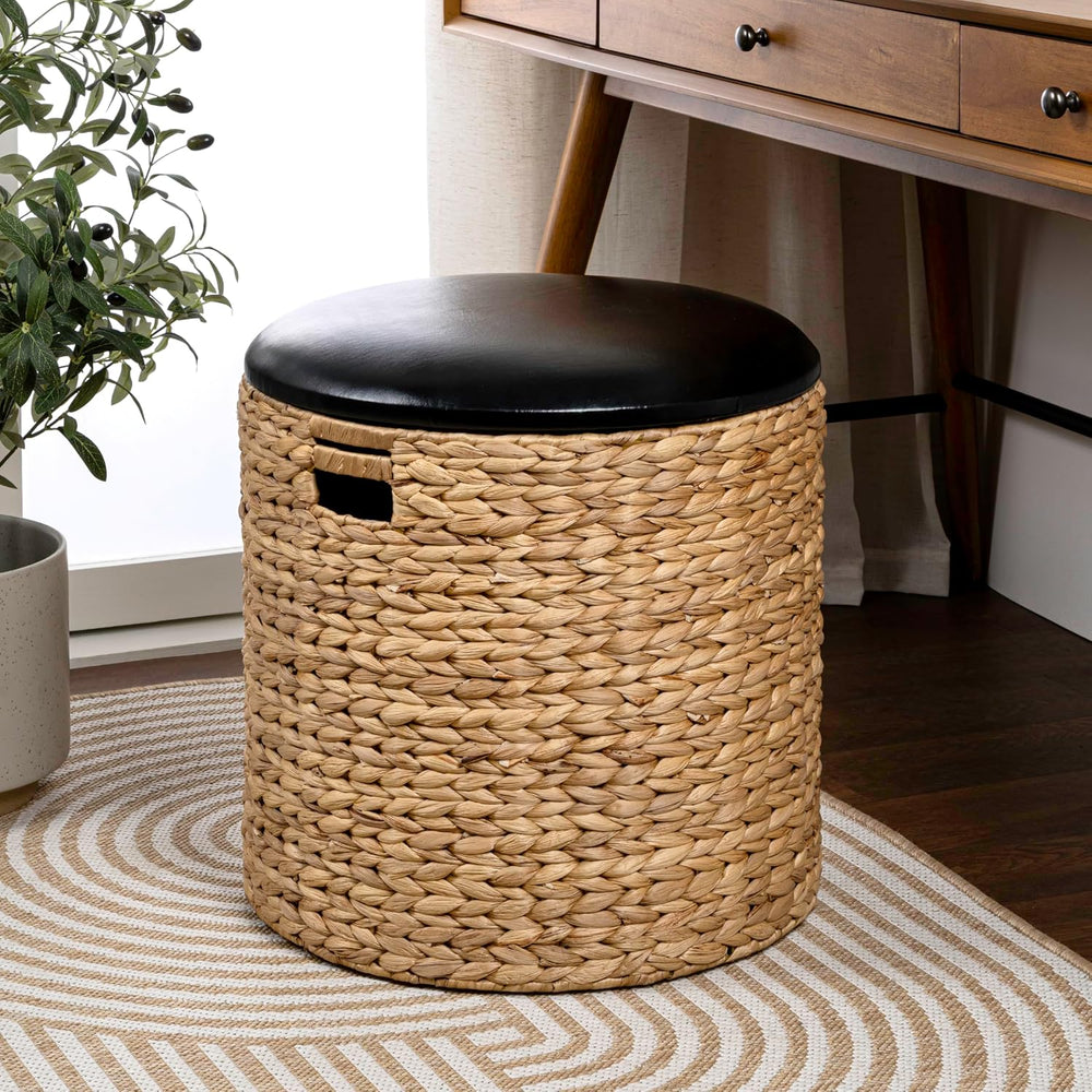 happimess SSL1003B Josie 18" Modern Coastal Hand-Woven Hyacinth Storage ...