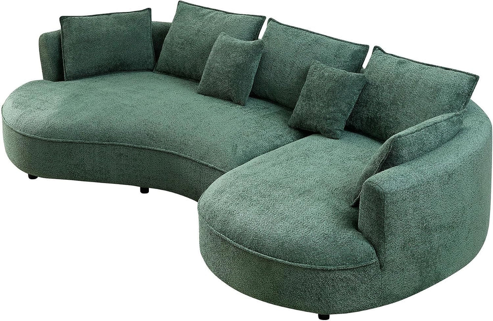 125” Curved Boucle Sofa,Modern 5-Seater L-Shape Sectional Couch with Chaise a...
