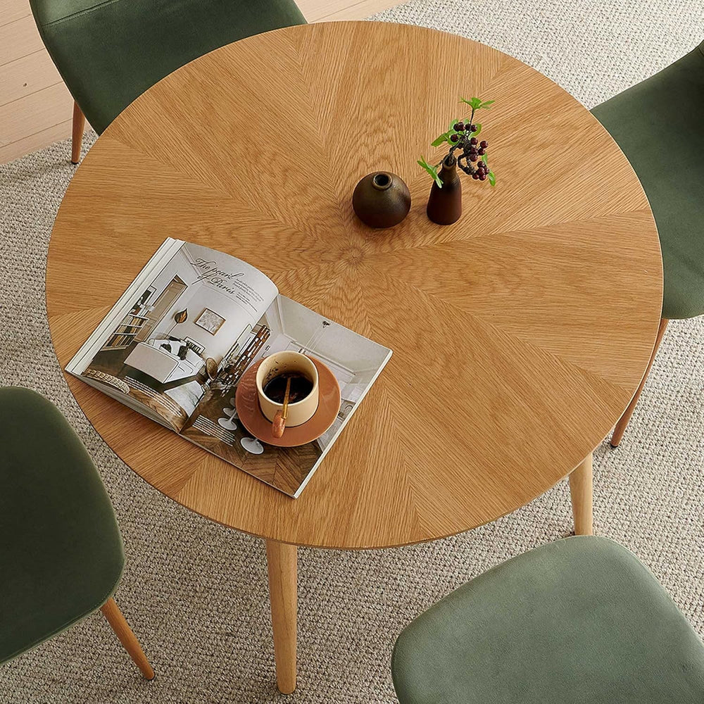 Small Dining Table Set for 4, Modern Round Dining Table with 4 Velvet Dining ...
