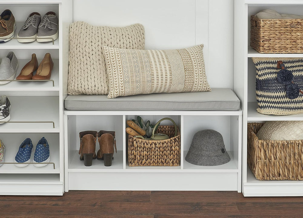 ClosetMaid 1631 Cubeicals 3-Cube Storage Bench, White with Gray Cushion