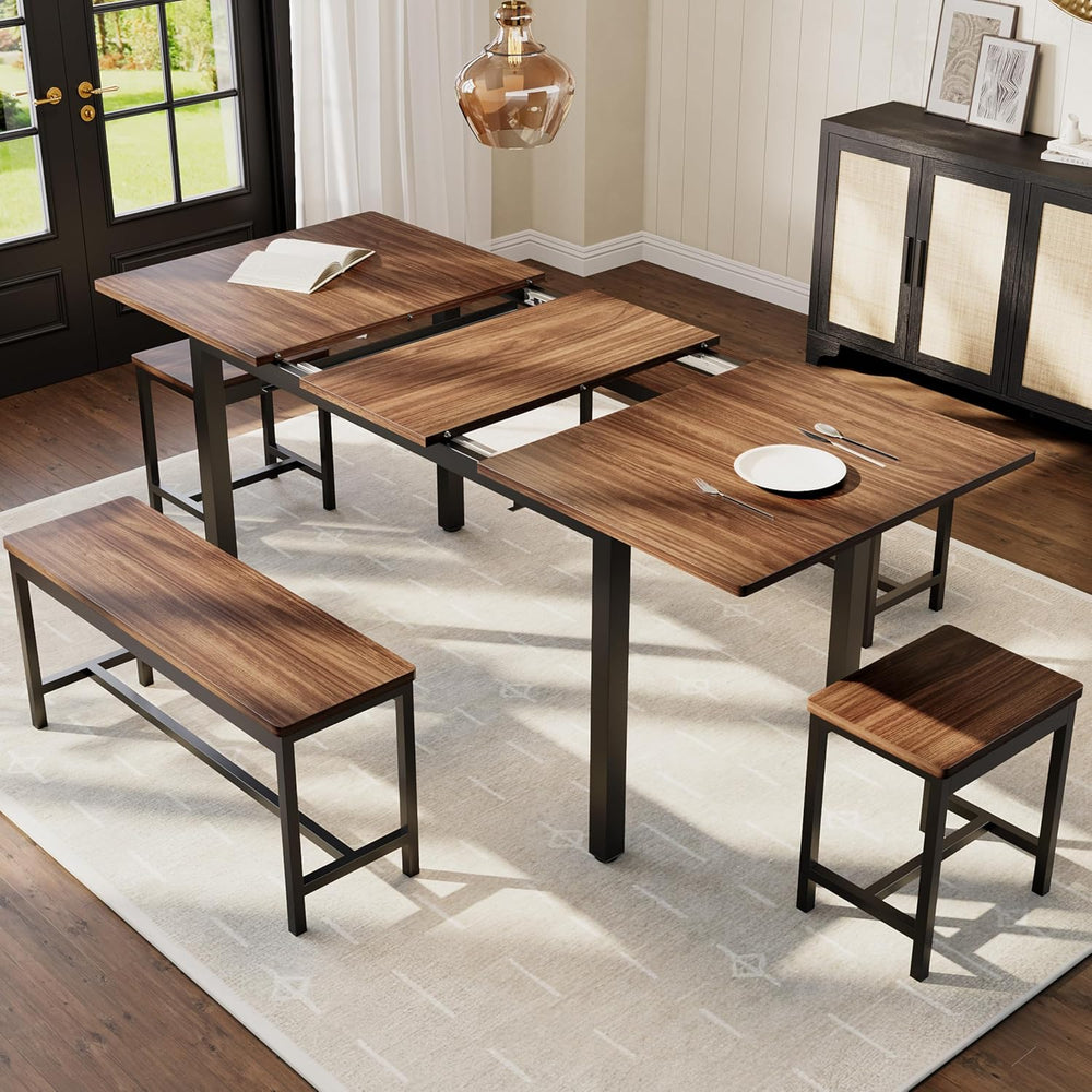 GarveeHome 5-Piece Dining Table Set for 4-8 People, 63 in Large Extendable Ki...
