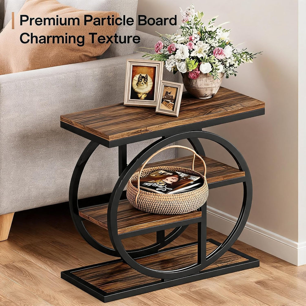 Tribesigns End Table for Living Room, Wooden Narrow Side Table with Storage S...