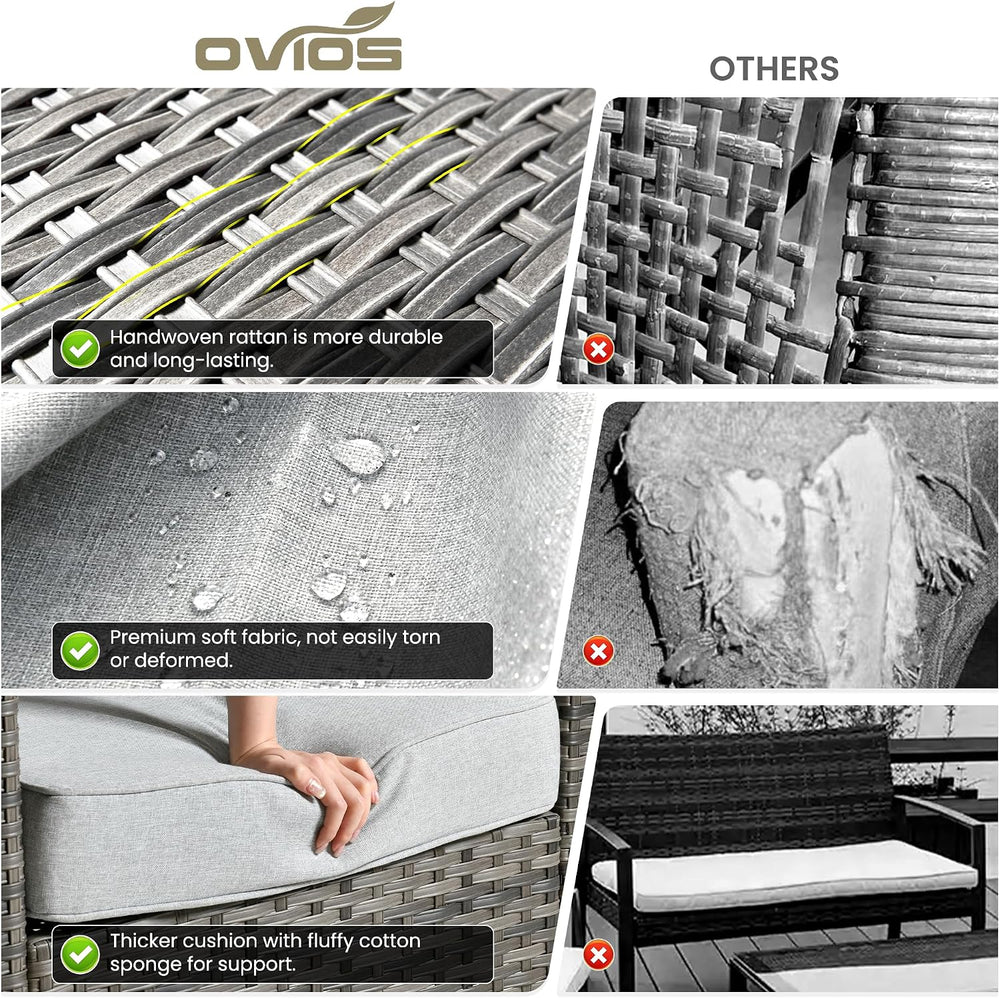 ovios 10 Pieces Patio Furniture Set, Outdoor Wicker Sofa Couch with Swivel Ch...