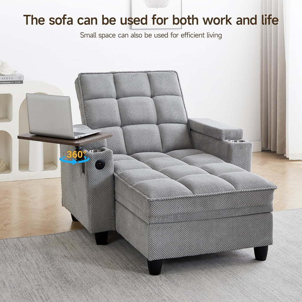 hansones 41.7" Chaise Lounge Chair Indoor, Sofa Bed with Adjustable Back...