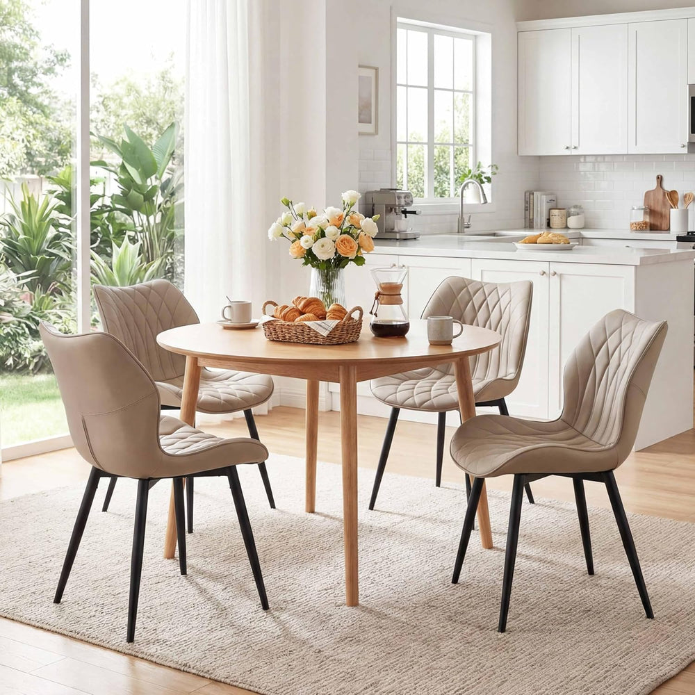 Kidol & Shellder Dining Chairs Set of 2, PU Leather Upholstered Kitchen C...