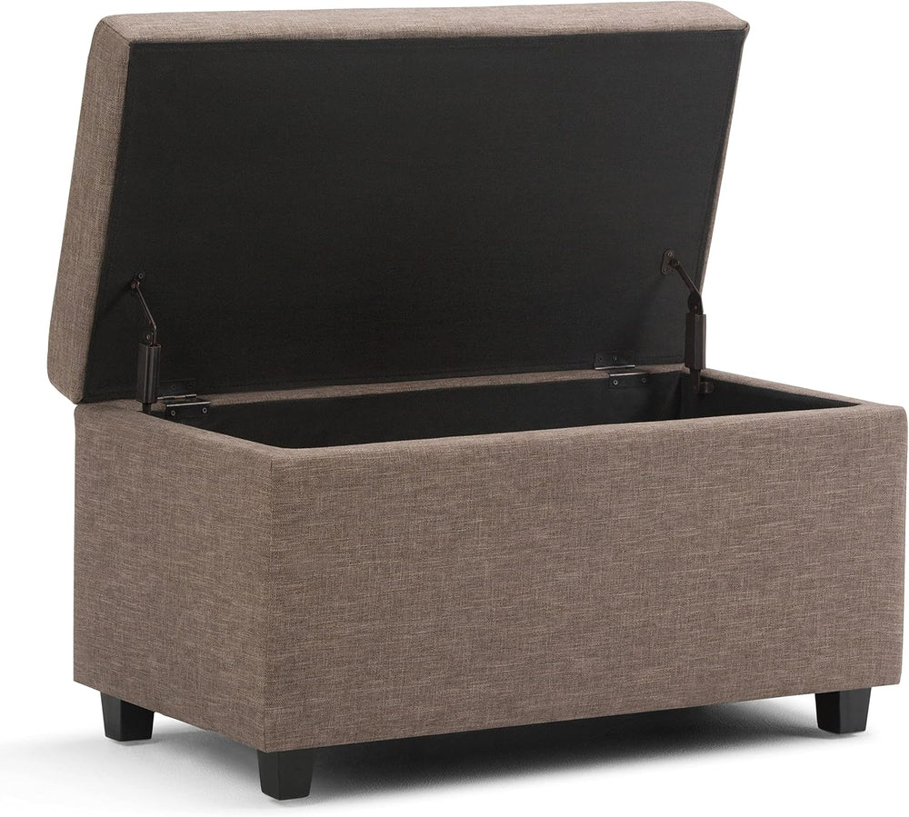 SIMPLIHOME Darcy 33 inch Wide Contemporary Rectangle Storage Ottoman Bench in...