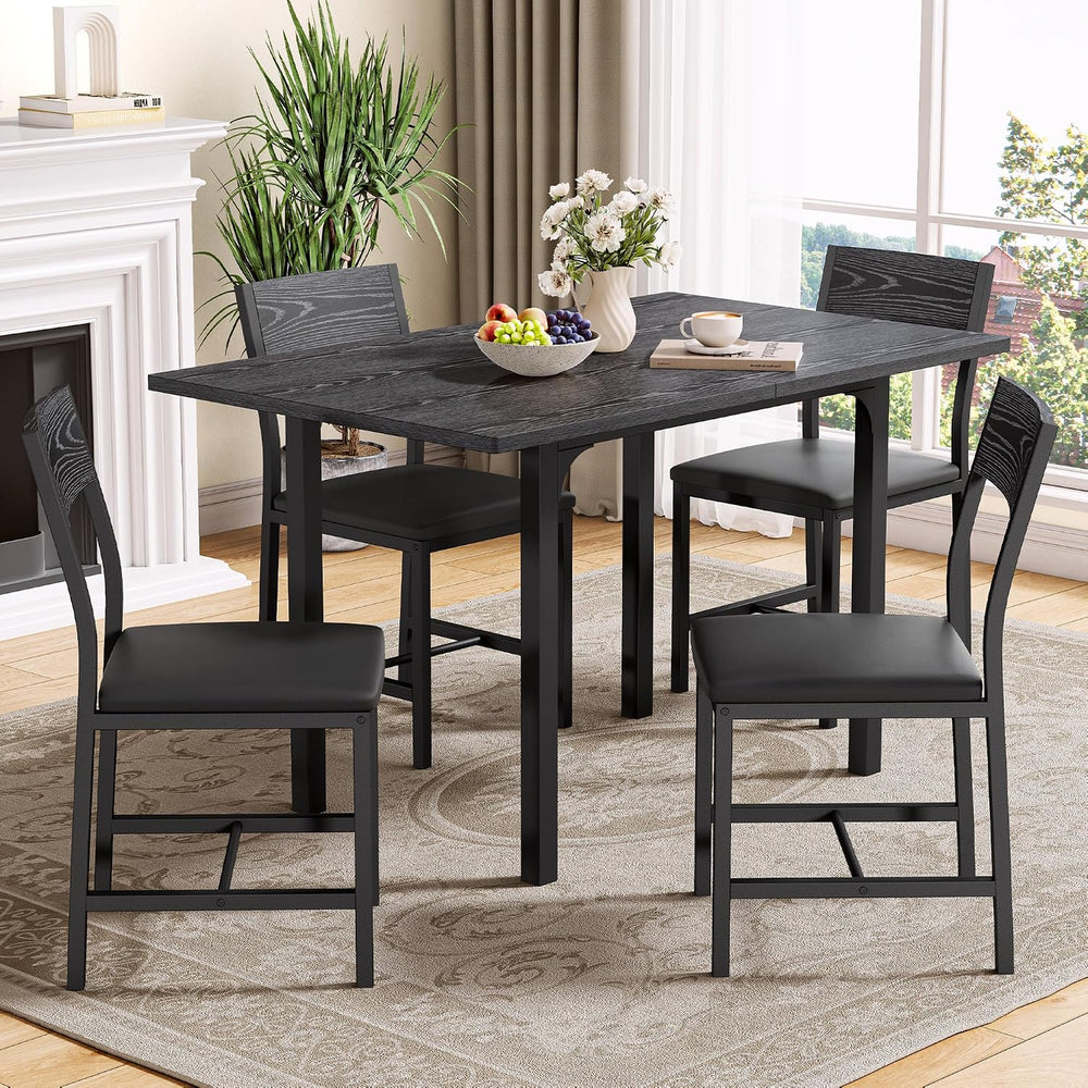 IRONCK Dining Table Set for 4, Extendable Kitchen Table Chairs Set of 4