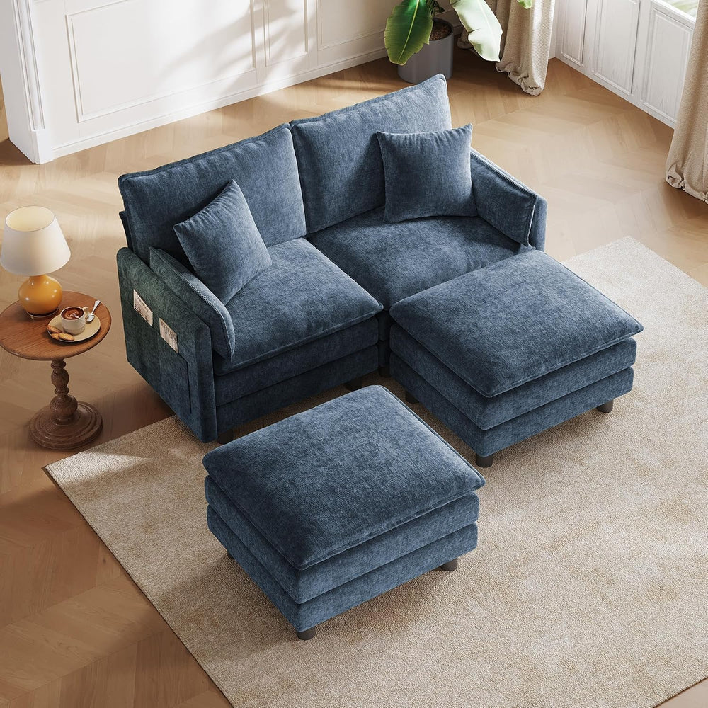 LINSY HOME 65'' Modular Sectional Sofa Love Seat Couch Chenille Cloud...