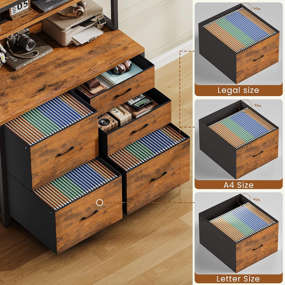 SEDETA 5 Drawer File Cabinet with Power Strip, 31.5" Filing Cabinet fits...