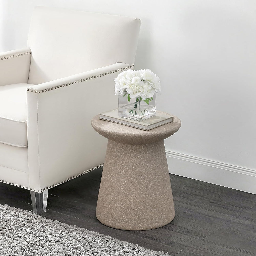 JONATHAN Y Hollie 18" Round Drum Indoor Outdoor Side Table, Light Brown ...