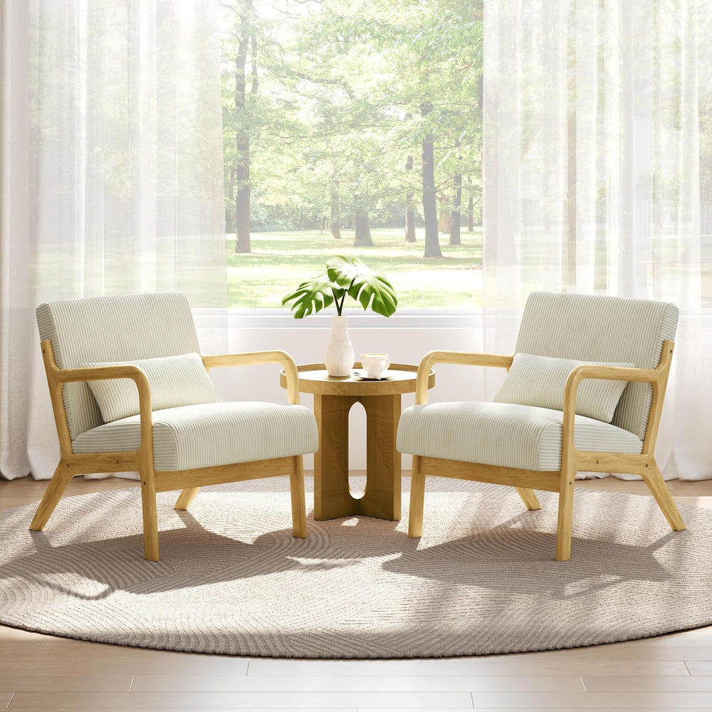 Yaheetech Accent Chair for Living Room, Corduroy Mid Century Modern Reading A...