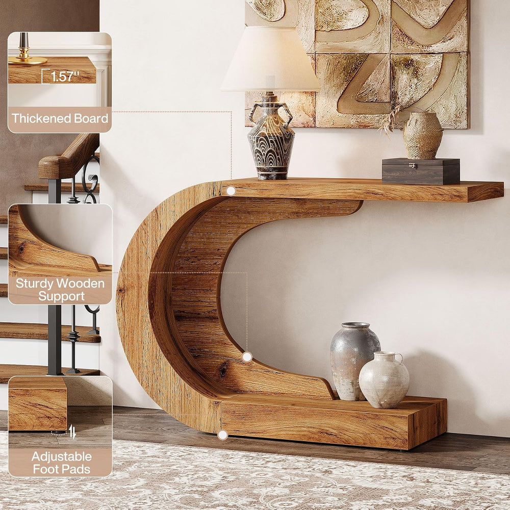 Tribesigns 43.3" Mid-Century Modern Console Table for Entryway, Wood C-S...