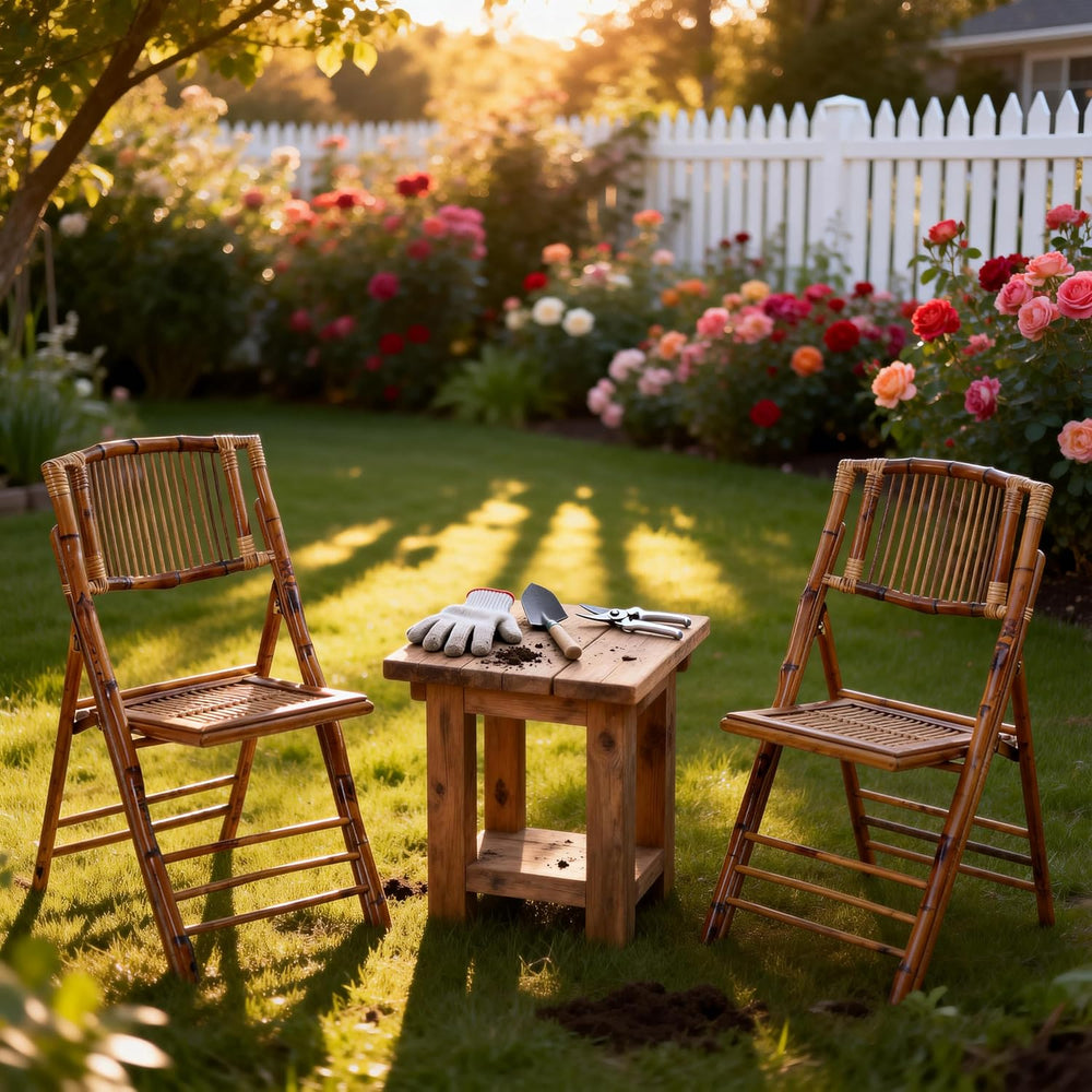 2 Pack Certified Bamboo Folding Chair, Completely Upgraded Foldable Vintage D...