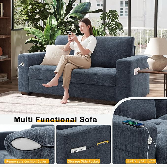 Hanherry 70" Loveseat Sofa for Living Room, Modern Comfy Couch with Medi...