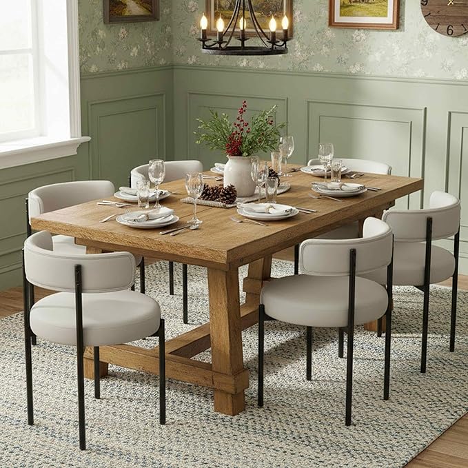 Faux Leather Dining Chairs Set of 4, Upholstered Kitchen and Dining Room Chai...