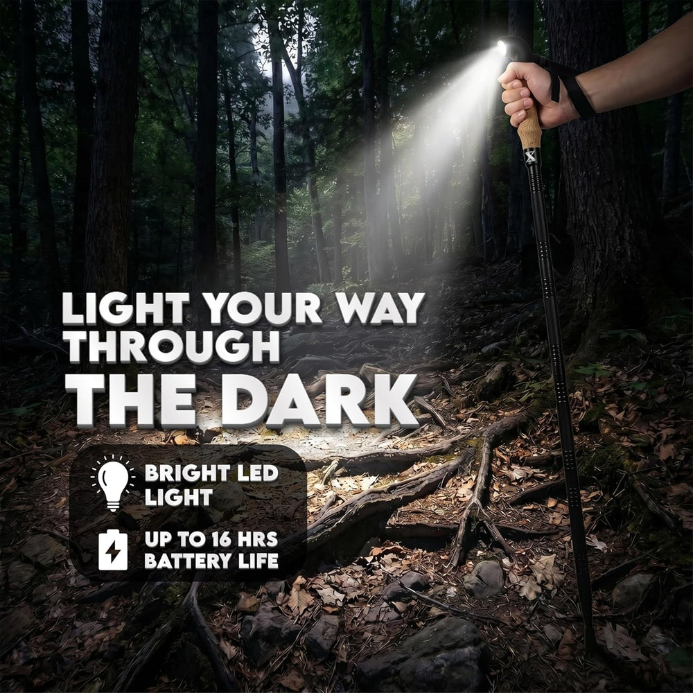 Tactical Hiking & Walking Stick - Survival Multi-Tool w/Light & Power...