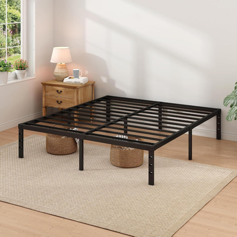 NEW JETO Metal Bed Frame,King Size Bed Frame with Storage Space,14 Inch