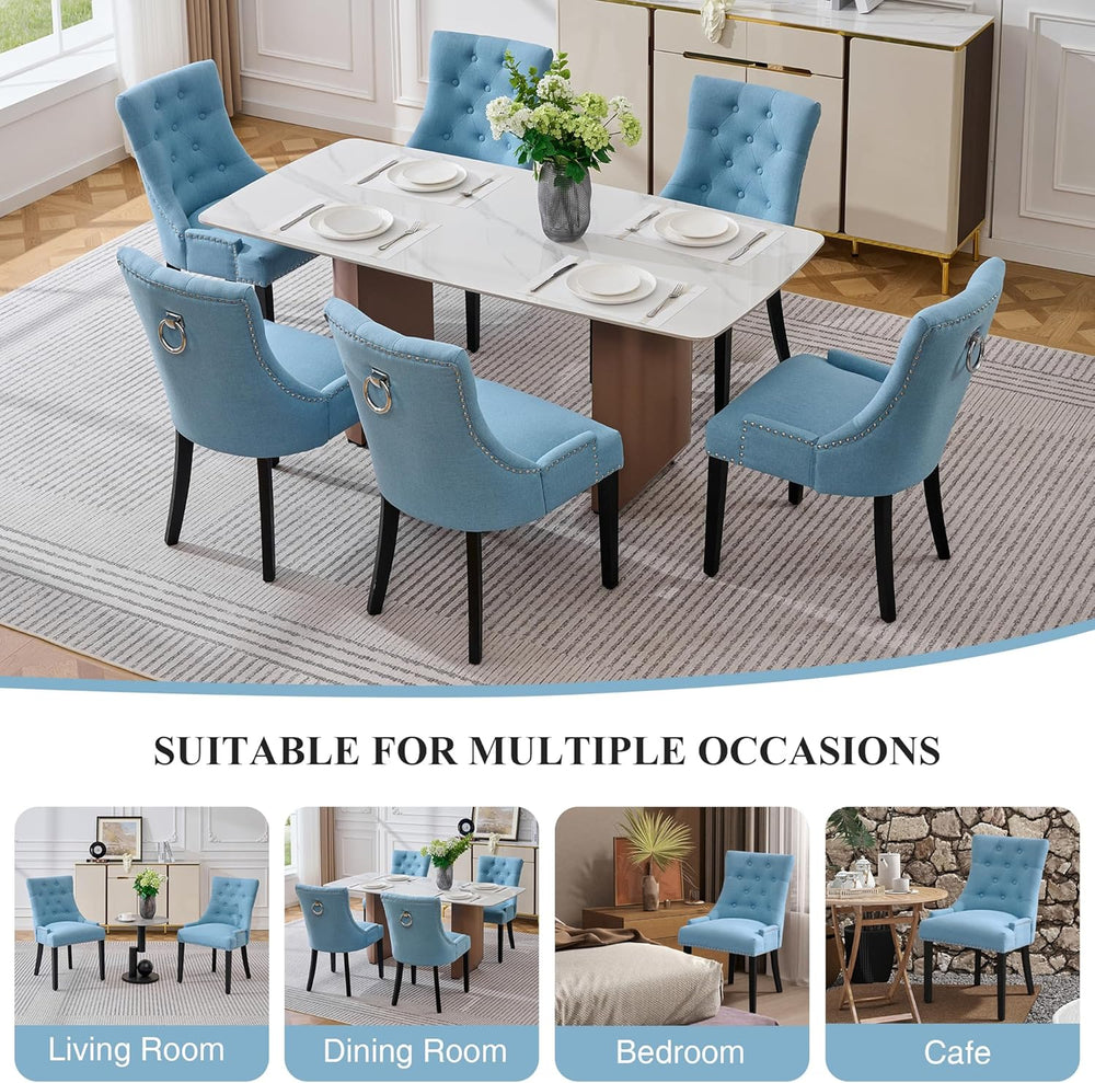 adochr Dining Chairs Set of 6, Upholstered Fabric Dining Room Chairs with Nai...